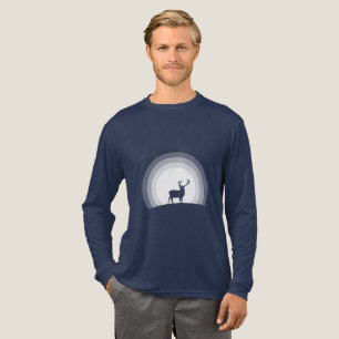Majestic Stag Silhouette Under Lunar Light Tri-Blend Shirt