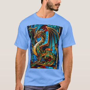 Majestic Stained Glass Dragon Mythical Masterpiece T-Shirt
