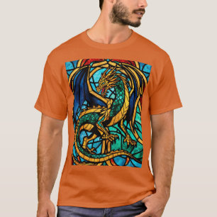 Majestic Stained Glass Dragon Mythical Masterpiece T-Shirt