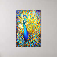 Majestic Stained Glass Peacock Art Nouveau Style