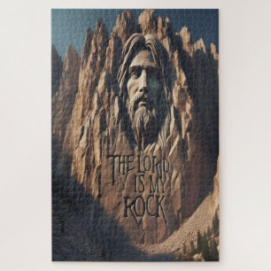 Majestic Statue of Jesus: The Lord Is My Rock Jigsaw Puzzle