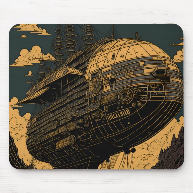 Majestic Steampunk Airship Ignite Your Imagination Mouse Pad (Front)
