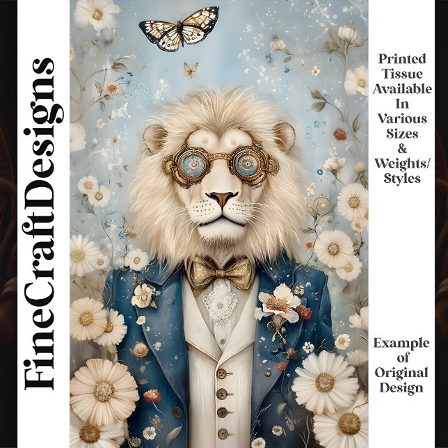 Majestic Steampunk Lion In Hat K2 Decoupage Tissue Paper (Creator Uploaded)