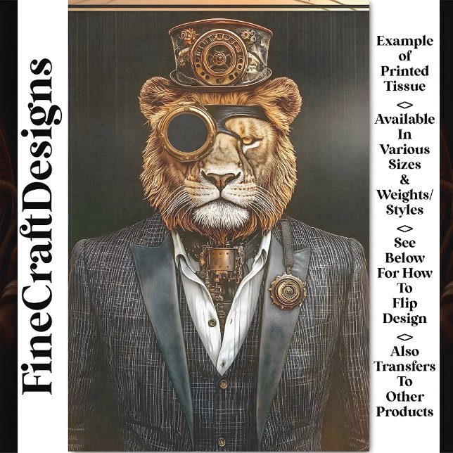 Majestic Steampunk Lion In Suit AC1 Decoupage Tissue Paper (Creator Uploaded)