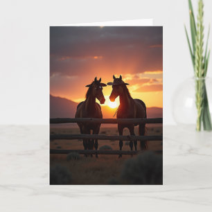 Majestic Sunset Horses Card