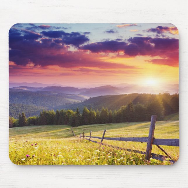 Majestic sunset in the mountains mouse pad (Front)
