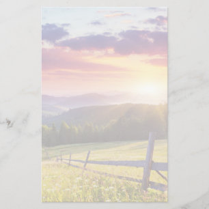 Majestic sunset in the mountains stationery