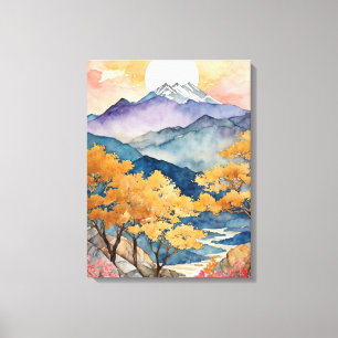 Majestic Sunset Over the Mountains Canvas Print