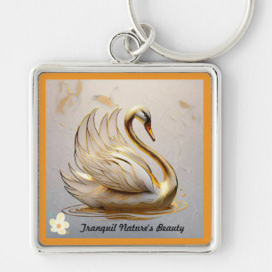 "Majestic Swan's Gentle Glide" Key Ring
