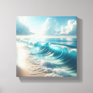 Majestic Swirling Turquoise Waves with Dramatic Canvas Print