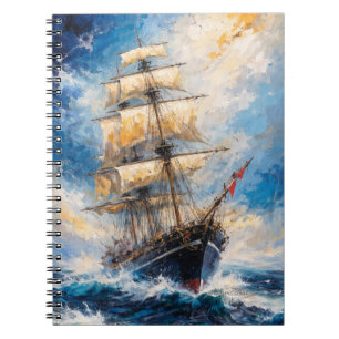 Majestic Tall Ship at Sea – Impressionist Nautical Notebook