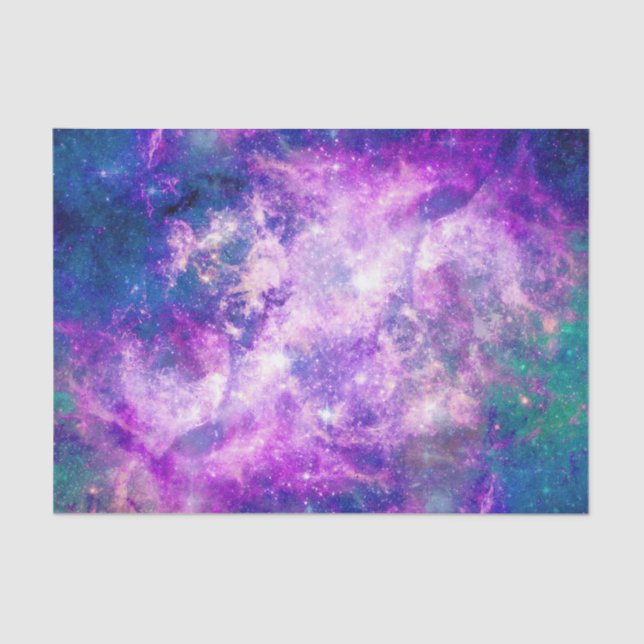 Majestic Teal Purple Starry Space Nebula Tissue Paper (Front)