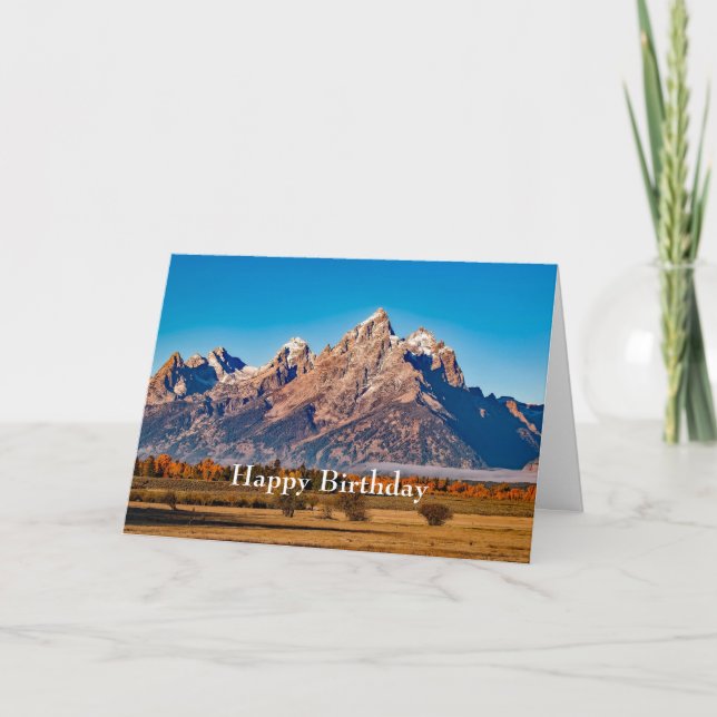 Majestic Teton Mountains Autumn Photo Birthday Card (Front)
