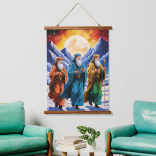 Majestic Three Wise Men Journey Christmas Hanging Tapestry