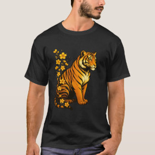 Majestic Tiger Floral Art Japanese Cherry Blossom T-Shirt