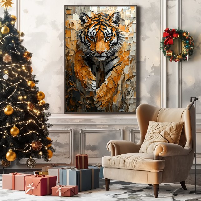 Majestic Tiger in Dynamic Impasto Motion Canvas Print (Creator Uploaded)