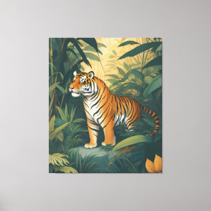 Majestic Tiger in the Jungle Elegant Wildlife Art Canvas Print