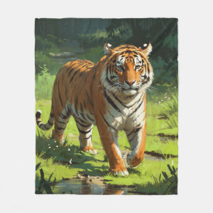 Majestic Tiger in the Wild Painting Fleece Blanket