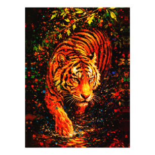 Majestic Tiger in Water Colourful Splatter Photo Print