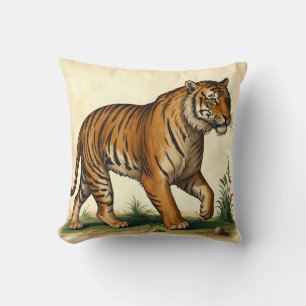 Majestic Tiger Mediaeval Illustration Cushion