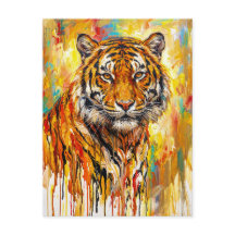 Majestic Tiger Portrait: Expressive Oil Painting