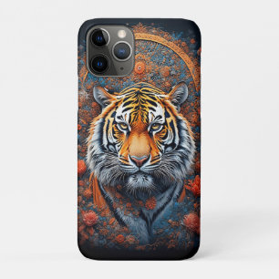 Majestic Tiger Portrait Surrounded by Flowers Case-Mate iPhone Case