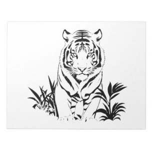 Majestic Tiger Silhouette in Bold Vector Art Notepad