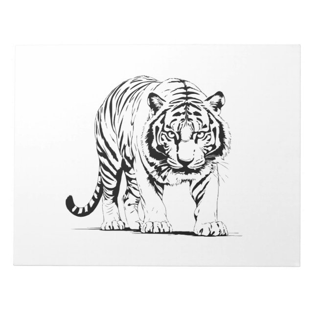 Majestic Tiger Silhouette in Bold Vector Art Notepad (Front)