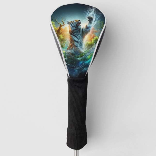 Majestic Tiger Splash Fantasy Wildlife Nature Golf Head Cover (Front)
