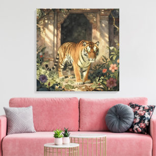 Majestic Tiger Walking through Ancient Dunes Canvas Print