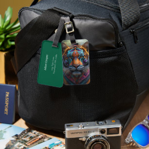 Majestic Tiger with Vibrant Tribal Face Paint Luggage Tag
