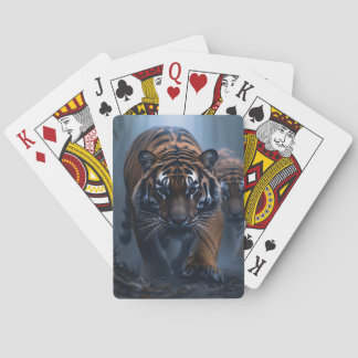 Majestic Tigers in a Foggy Jungle Playing Cards