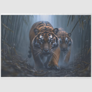 Majestic Tigers in a Foggy Jungle Tissue Paper