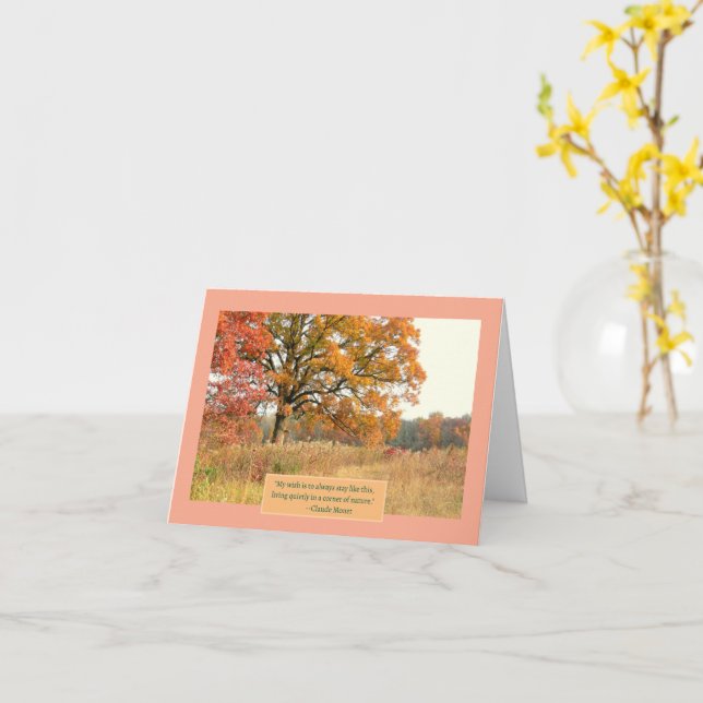 "MAJESTIC TREE ALONG THE WOODLAND PATH IN FALL" CARD (Yellow Flower)