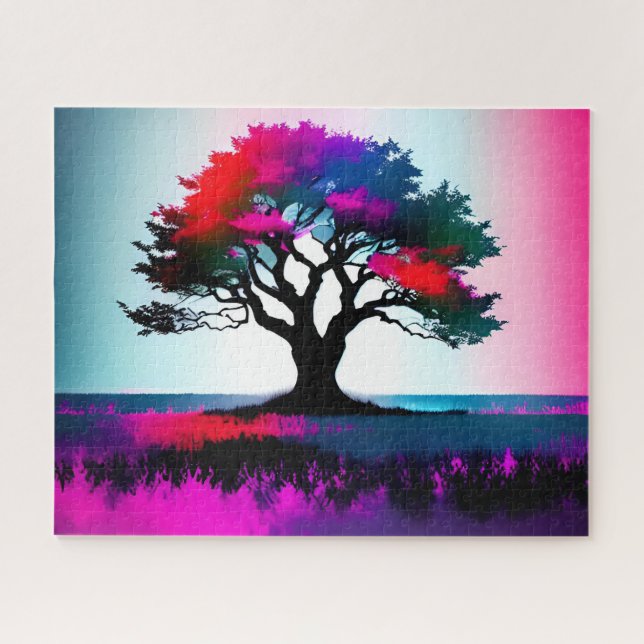 Majestic Tree in Lush Green Field Jigsaw Puzzle (Horizontal)