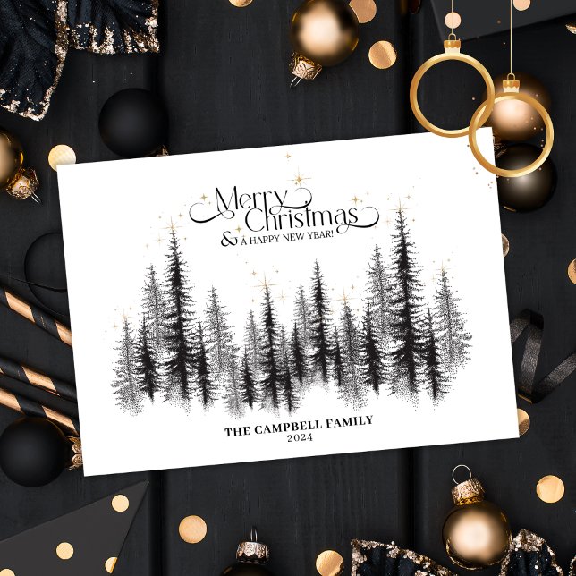 Majestic Trees Christmas Card  (Majestic trees crowned with shimmering gold stars makes this the perfect Christmas card this holiday)