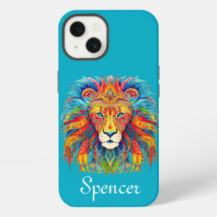 Majestic Tribal Lion with Custom Name iPhone 13 Case
