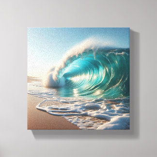 Majestic Turquoise Wave Crashing Against Dramatic Canvas Print