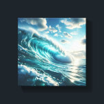 Majestic Turquoise Wave Curling Under Bright Canvas Print<br><div class="desc">A stunning digital landscape capturing a massive, vibrant turquoise wave as it curls beautifully under a clear, sunlit sky. The sparkling sea spray and the dynamic movement of the water create a refreshing and energetic atmosphere. Ideal for modern beach house decor, summer-themed interiors, or as a rejuvenating focal point in...</div>