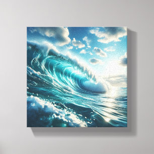 Majestic Turquoise Wave Curling Under Bright Canvas Print