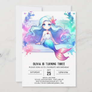 Majestic Under the Sea Mermaid Birthday Invitation