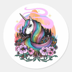 Majestic Unicorn Classic Round Sticker