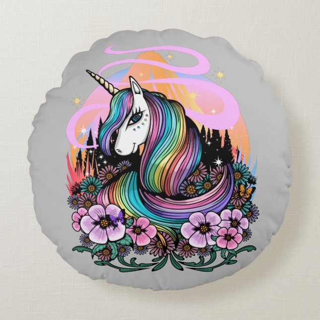 Majestic Unicorn  Round Cushion (Front)