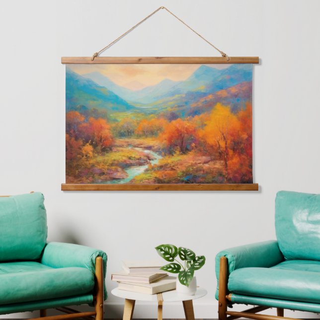 Majestic Valley Autumn Japanese Fine Art Hanging Tapestry (Living Room)
