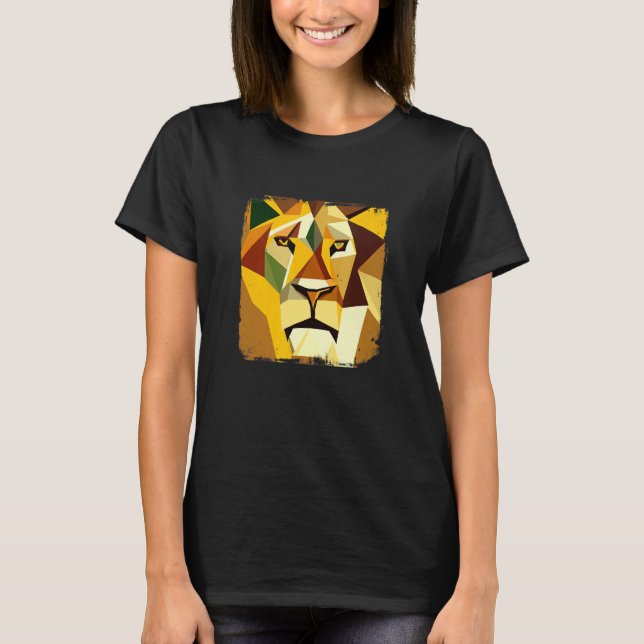 Majestic Vector Lion Head with Cool Artwork T-Shirt (Front)