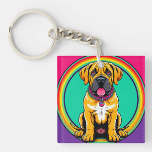Majestic Vibrant Dog Portrait Key Ring