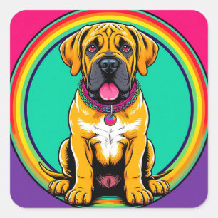 Majestic Vibrant Dog Portrait Square Sticker