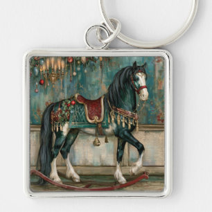 Majestic Victorian Christmas Horse Key Ring