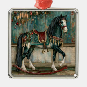 Majestic Victorian Christmas Horse Metal Tree Decoration