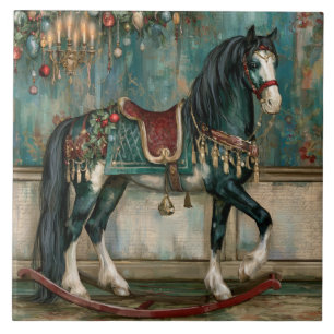 Majestic Victorian Christmas Horse Tile